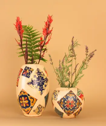 Set dekorativ me dy vazo, shumëngjyrëshe, Evila Originals, YL627