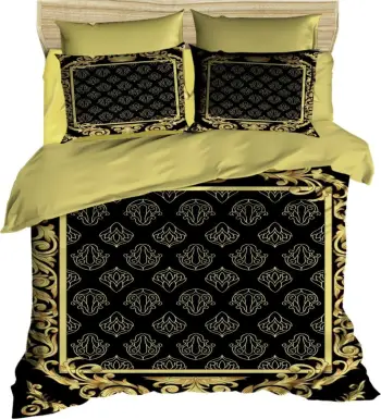 Set mbulesë për jorgan king size, ngjyrë e zezë dhe ari, L'essentiel, 3D6 (3 pjesë)