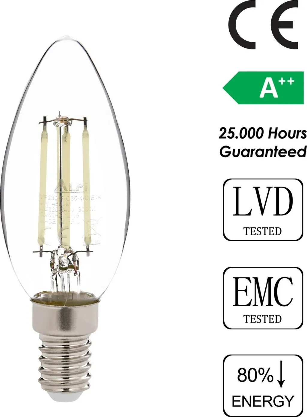 Llambë LED Opviq, E14, e bardhë, transparente - 3