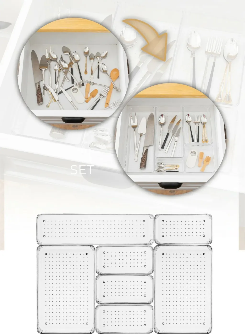 Set organizues për sirtar, transparent, 8 copë - 2