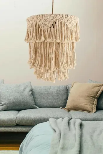 Llambë tavani Opviq, macrame, krem, YL659