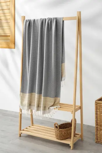 Peshqir plazhi Fouta, ngjyrë gri, Mijolnir, Agora, 90x180cm
