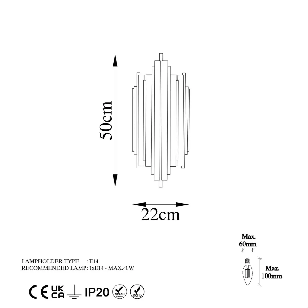 Llambë muri Opviq, ngjyrë ari, Reis - 13341 - LW - 7