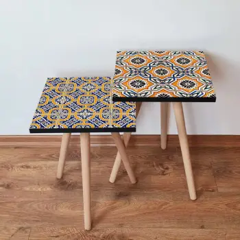 Tavolina ndihmëse të vendosshme, 2 copë, Skye Decor, blu e errët