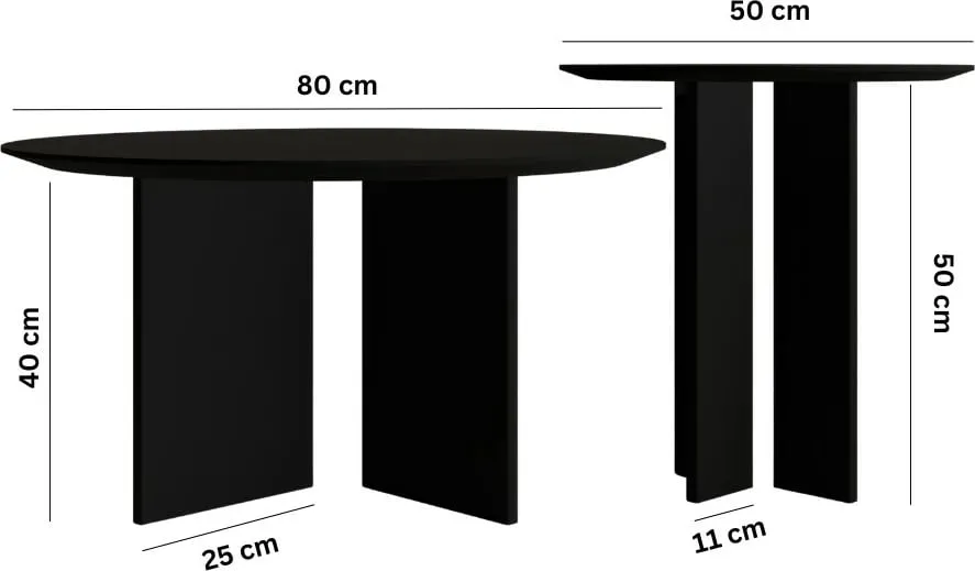 Set tavolinash kafeje Skye Decor, Leo (45 + 42), e zezë - 5