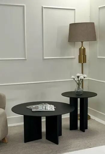Set tavolinash kafeje Skye Decor, Leo (45 + 42), e zezë