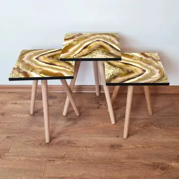 Set tavolinash ndihmëse, 3 copë, Skye Decor, 3Shp295, krem