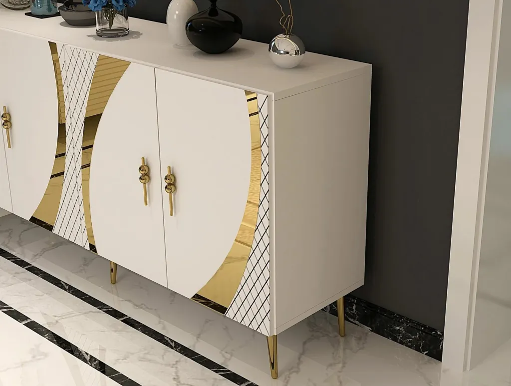Konsol Skye Decor, Hook KB150, e bardhë, e artë - 3
