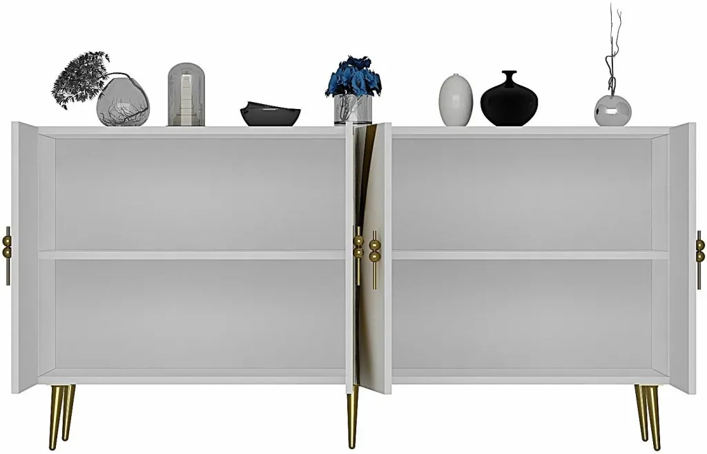 Konsol Skye Decor, Hook KB150, e bardhë, e artë - 4
