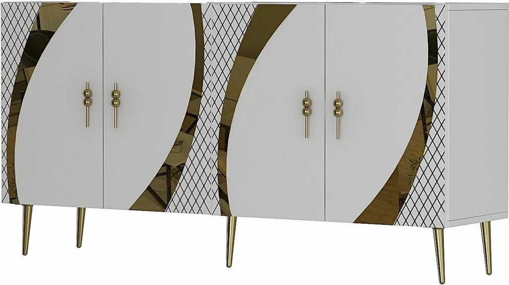 Konsol Skye Decor, Hook KB150, e bardhë, e artë - 5
