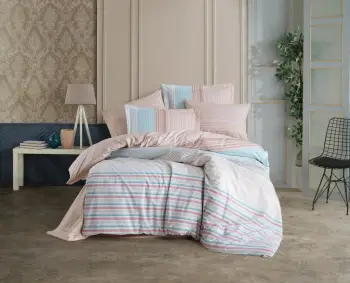 Set mbulesë për jorgan dopio Poplin, Trella, ngjyrë turquoise