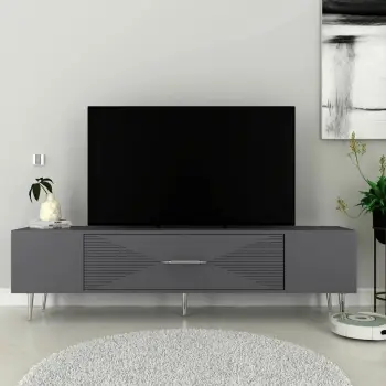 Komodë TV Skye Decor, Dekol1, antracit, argjend
