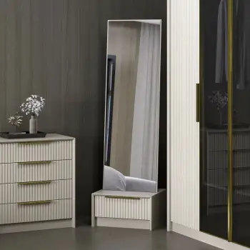 Tavolinë grimi Skye Decor, ngjyrë guri, Luxe