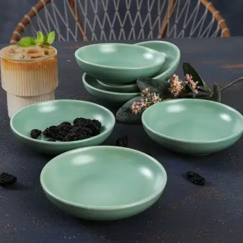 Set tasash për salcë, qeramike, 6 copë, ngjyrë e gjelbër, Hermia Concept, 13cm