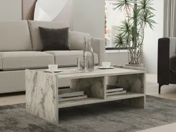 Tavolinë kafeje dy-katëshe, ngjyrë Freesia Marble, Skye Decor