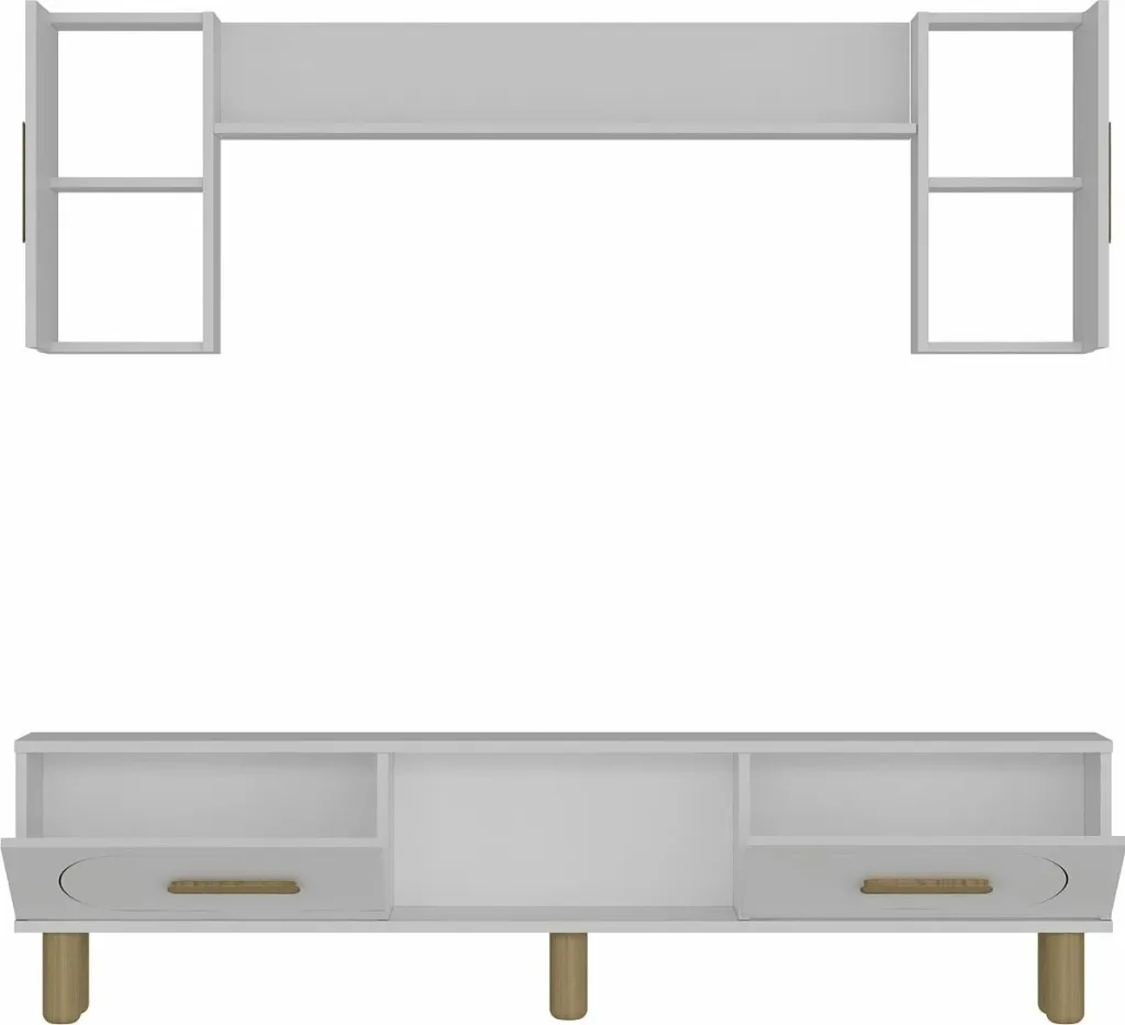 Komodë TV Skye Decor, e bardhë, lisi safir - 6