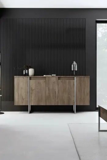 Konsol Skye Decor, ngjyrë arre, këmbë metalike argjendi, Luxe