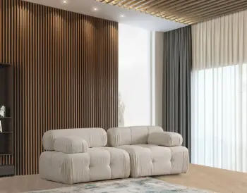 Divan dy ulëshe Atelier del Sofa, Doblo 2 ulëse, bouclette krem