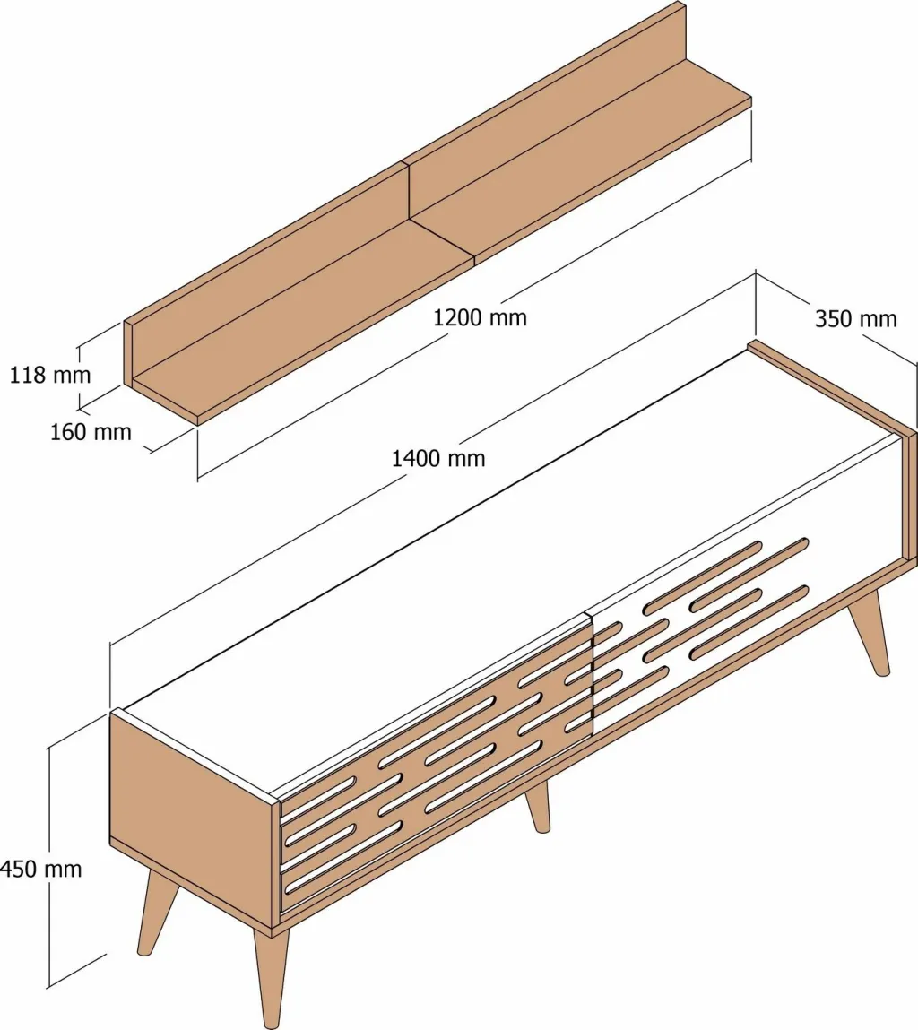 Njësi TV Valensiya, ngjyrë arre, 140 cm, Skye Decor - 5