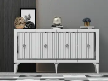 Konsolë Skye Decor, e bardhë, argjend