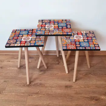Set tavolinash ndihmëse, 3 copë, Skye Decor, shumëngjyrëshe, 3Shp7