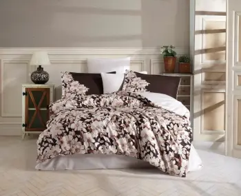 Set mbulesë për jorgan dopio satin Fiona, kafe, L'essentiel