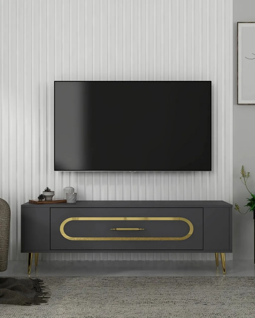 Komodë TV Skye Decor, Retrop3, anthracite, gold - 1
