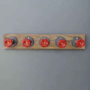 Varëse muri dekorative, dru bredhi, metal, ngjyrë arre, e zezë dhe e kuqe, Skye Decor, Boruraf085, 50x11x9 cm