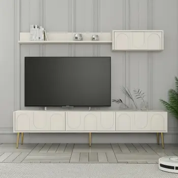 Njësi TV Skye Decor, Lyon 2, krem dhe ari