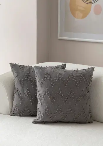 Set mbulesash për jastëk (2 copë), Evila Originals, Tuffet, ngjyrë gri v4