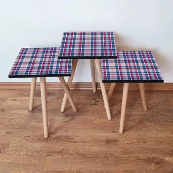 Set tavolinash të ndërlidhura, 3 copë, Skye Decor, 3Shp368, ngjyra fuchsia/blu/rozë