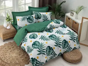 Set mbulesë jorgani XXL Single, Monstera, ngjyrë e gjelbër