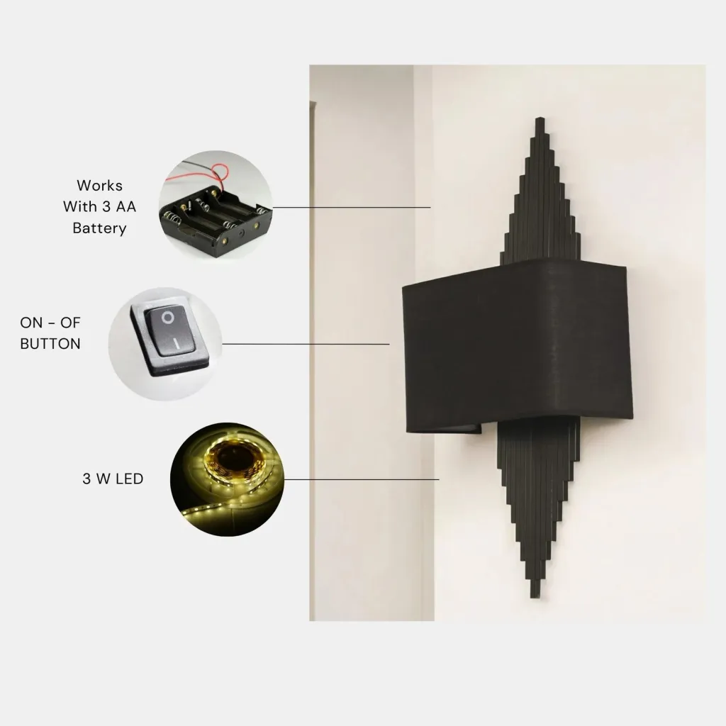 Llambë muri Opviq, Aslı - 8761-1P, ngjyrë e zezë - 4