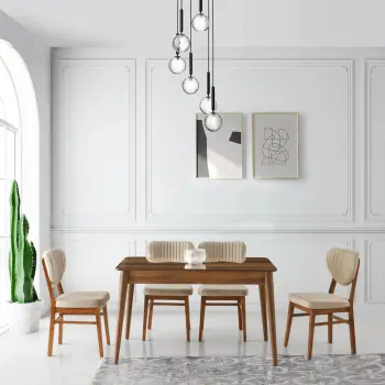 Tavolinë ngrënieje, ngjyrë arre, Skye Decor, Lotus - 1123
