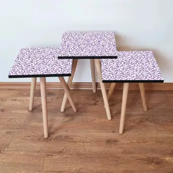 Set tavolinash të mbivendosura, 3 copë, Skye Decor, 3Shp247, e bardhë me vjollcë