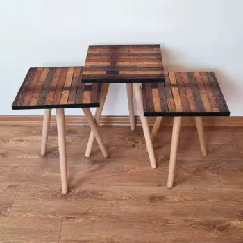 Set tavolinash të ndërlidhura (3 copë), Skye Decor, 3Shp332, kafe-kamel