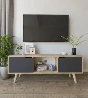 Komodë për TV Skye Decor, ngjyrë lisi Siena-Sapphire, antracit