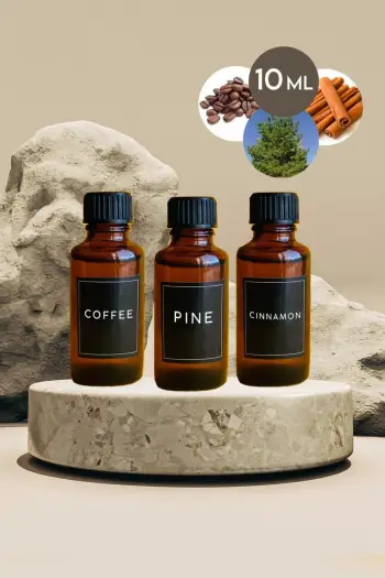 Esencë për qirinj, set me 3 copa, aromë kafeje, pishë, kanellë