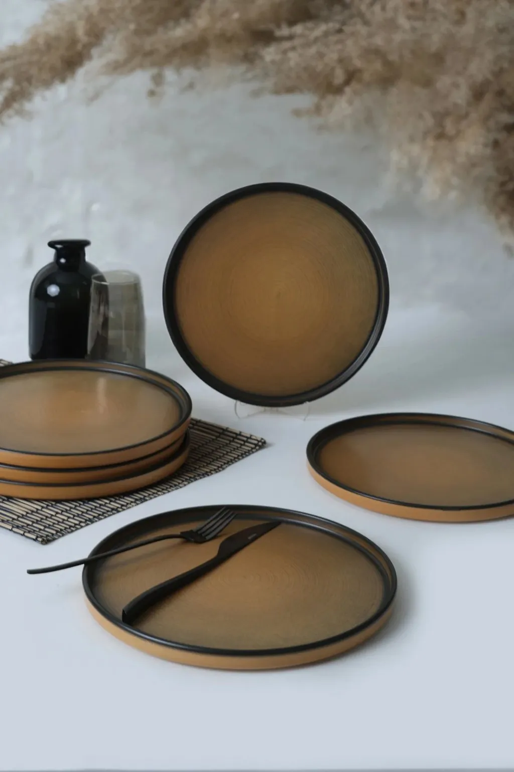 Set pjatash shërbimi, 6 copë, ngjyrë camel, Hermia Concept, X00018265 - 1