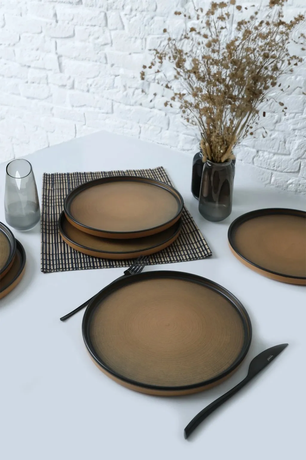 Set pjatash shërbimi, 6 copë, ngjyrë camel, Hermia Concept, X00018265 - 2