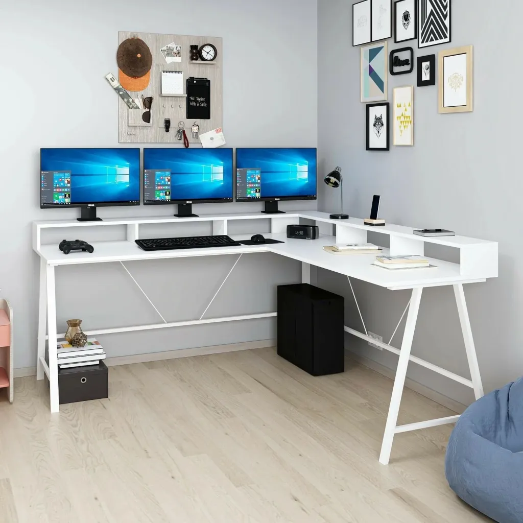 Tavolinë pune për studim, ngjyrë e bardhë, Skye Decor - 2