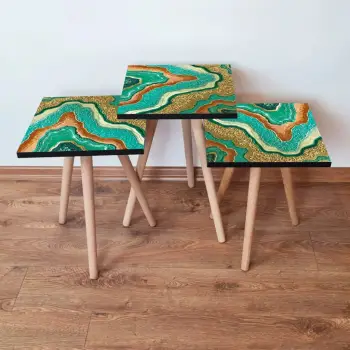 Set tavolinash ndihmëse, 3 copë, shumëngjyrëshe, Skye Decor, 3Shp279