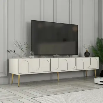 Komodë TV Skye Decor, Lyon 43, krem dhe ari