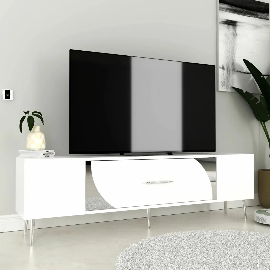 Komodë TV Skye Decor, e bardhë, argjend - 2
