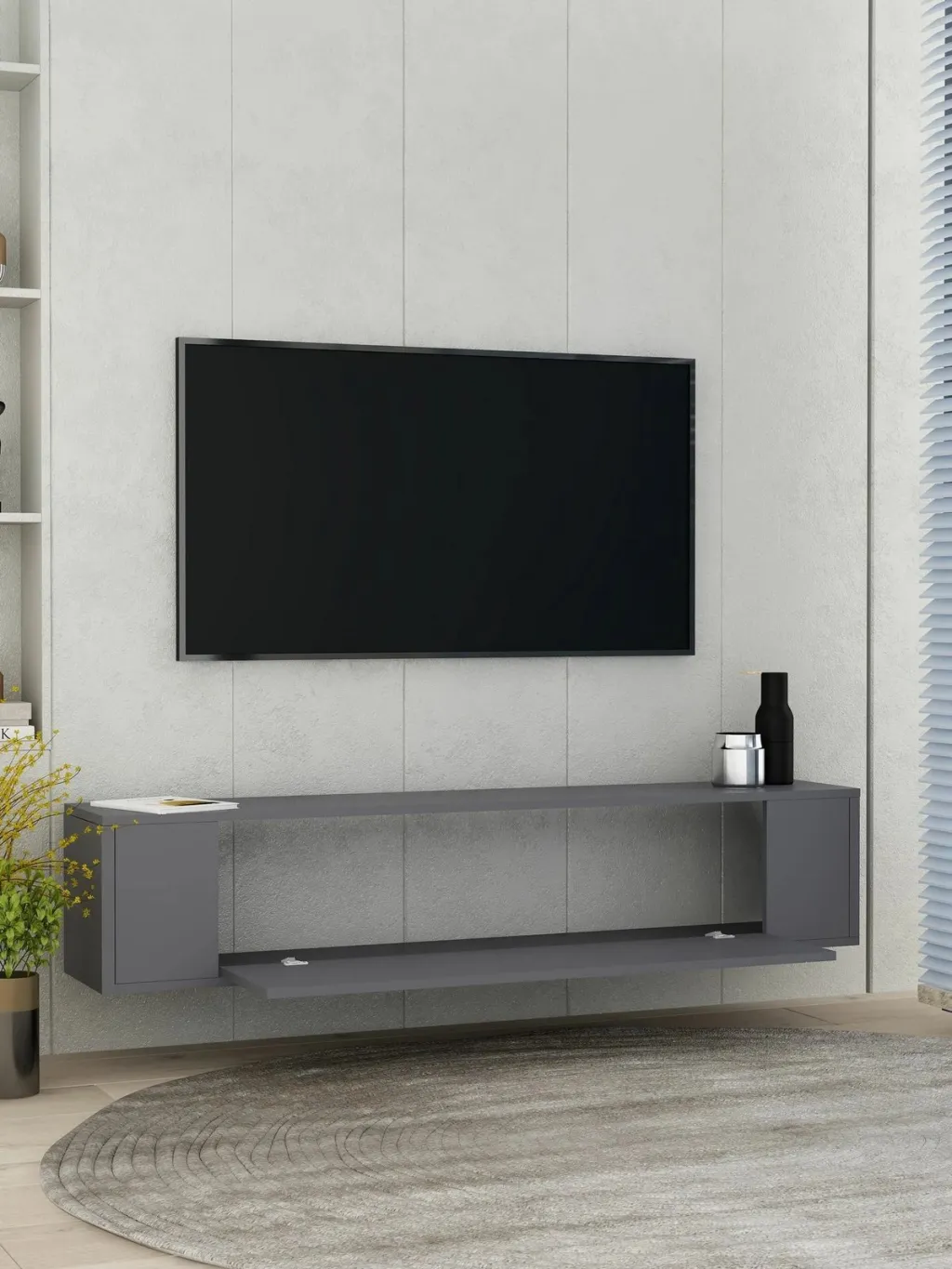 Komodë TV Skye Decor, Restol 2, ngjyrë antracit - 3