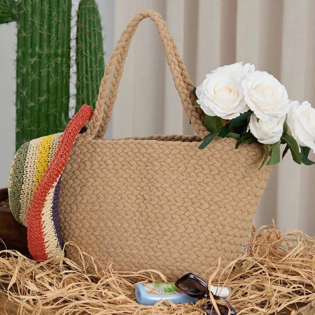 Çantë tote prej pambuku jute, ngjyrë kafe, Coco24030 - 2
