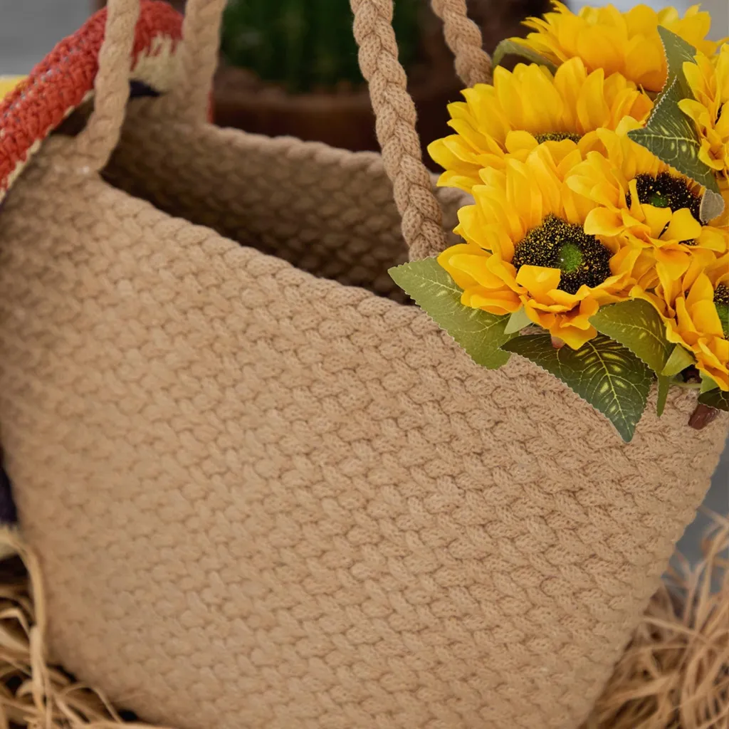 Çantë tote prej pambuku jute, ngjyrë kafe, Coco24030 - 4