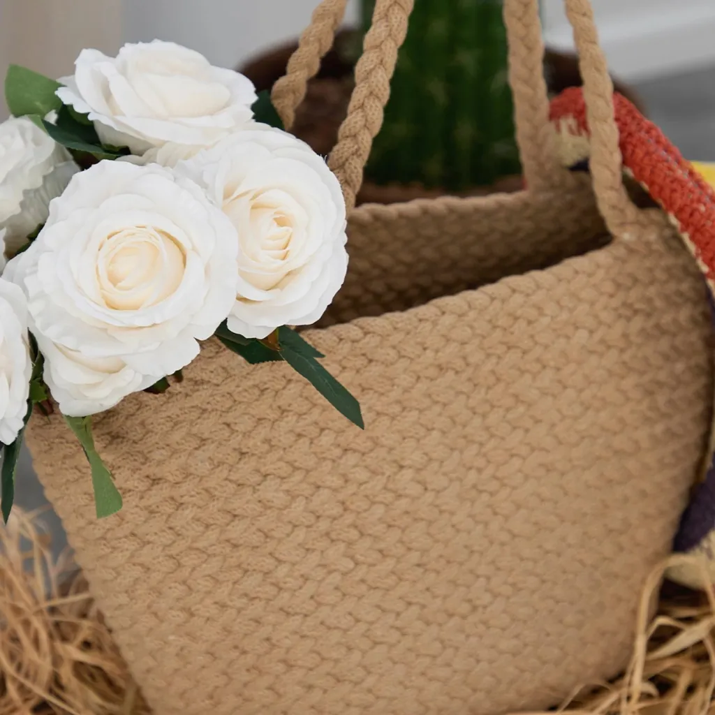Çantë tote prej pambuku jute, ngjyrë kafe, Coco24030 - 5
