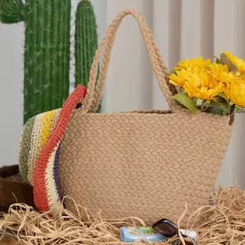 Çantë tote prej pambuku jute, ngjyrë kafe, Coco24030