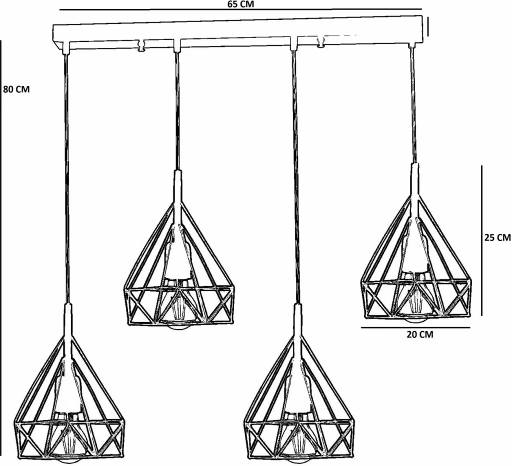 Llambadar Opviq, 9046-6, metal e xham, ngjyrë e zezë - 4